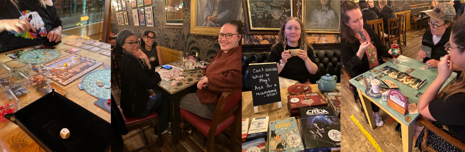 Collage of people playing board games