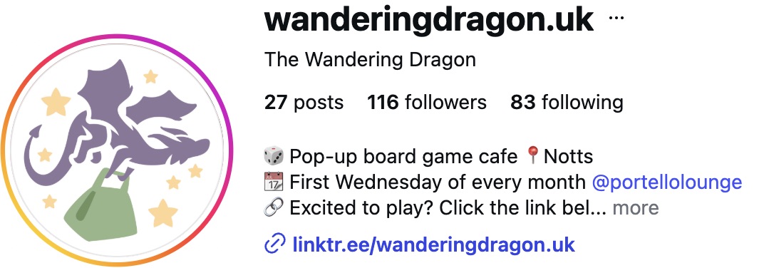 Screenshot of instagram profile